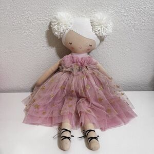 Alimrose Halle Ballerina Doll Fair & Blonde Pom Pom Hair Pink Tulle Dress 18.5"